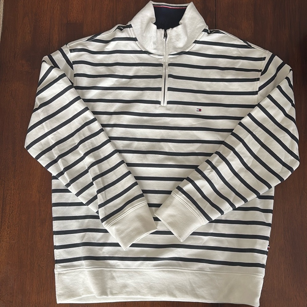 Tommy Hilfiger Navy Stripe Quarter Zip
